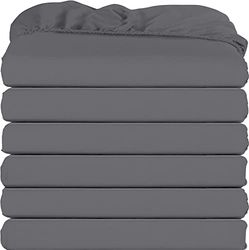 Utopia Bedding Queen dra-på-lakan – storpack med 6 bottenlakan – mjukt borstad mikrofiber – djupa fickor – krympnings- och blekningsbeständig – enkel skötsel (grå)