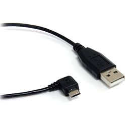 Brodit USB 2.0 kabel - USB-A naar Micro B - stekker/stekker - USB-data-verbindingskabel/aansluitkabel Rechtse hoek 0.3 m zwart