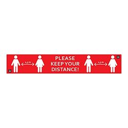 PFIFF PL102917 "Keep your Distance" golvklistermärke, röd, 100 cm x 20 cm