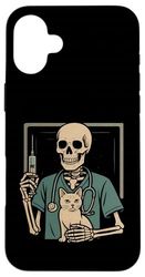 Skeleton Hug Cat Vet Tech Veterinarian Veterinary Halloween Case for iPhone 16 Plus