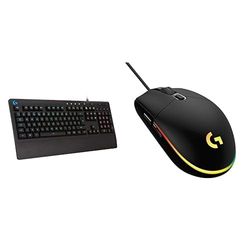 Logitech G G213 Prodigy, Klawiatura do gier, podświetlane LIGHTSYNC RGB, QWERTY US Intl, Logitech G G203 LIGHTSYNC Mysz do gier z konfigurowalnym podświetleniem RGB, 6 programowalnymi przyciskami