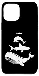 Custodia per iPhone 14 Plus Sagome di animali marini impilati balena, squalo, delfino, pesce