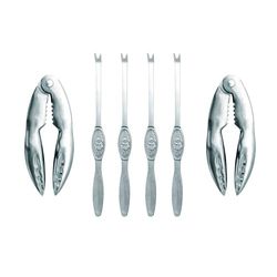 VoltShine Set de Fruits de mer : 2 Pinces et 4 Pics en Acier Inoxydable, Parfaits pour déguster des crustacés et crustacés Lors des Repas et des célébrations.