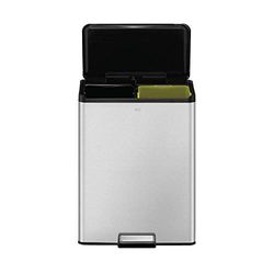 EKO - Ecocasa III Pattumiera da cucina per riciclaggio - Pattumiera a pedale a doppio scomparto - Perfetto per cucina e casa, in acciaio inox 20+20 litri