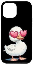 Divertente costume da anatra con cuore occhiali da sole per ragazzi e ragazze Custodia per iPhone 12 Pro Max