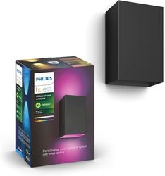 Philips Hue White and Color Ambiance Resonate, Lampada da Parete Smart LED, per Esterni, Doppia Illuminazione Sopra/Sotto, LED Integrato, Nera