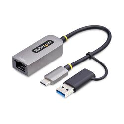 StarTech.com USB-C till Ethernet-adapter med USB-A-dongel, 10/100/1 000 Mbps, USB GbE, 15 cm integrerad kabel, status-LED