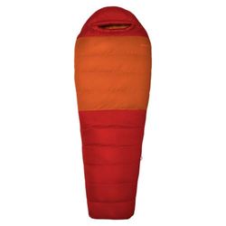Marmot Lost Coast 40 Long, Sacco a pelo a mummia per adulti, imbottitura in piuma d'oca 600+, leggero e caldo, impacchettabile, 198 cm, adatto fino a -12 °C, Team Red/Auburn, 198 cm