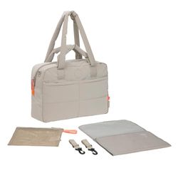 LÄSSIG Babyluiertas met draaggreep en aankleedkussen, kinderwagenbevestiging, waterafstotend/GRE alledaagse tas, beige, Beige