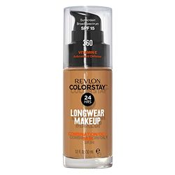 Revlon ColorStay Base de maquilhagem de longa duração, 24 H, pele mista / oleosa, enriquecida com vitamina E, SPF15, Waterproof, tom 360 Golden Caramel