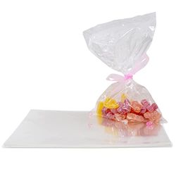 100 Bustine Trasparenti di cellophane per Alimenti, 15 x 25 cm, Sacchetti per Caramelle, Buste per bomboniere e confetti, buste adatte per confezioni regalo Made in Italy, Senza adesivo