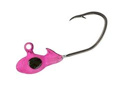 Crappie Pro Overbite Sickle Mo' Glo Glow-in-The-Dark Jig Heads per esche da pesca Crappie in plastica morbida, accessori per pesca d'acqua dolce, confezione da 10, Mo'Glo Pink, 1/32 oz