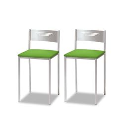 ASTIMESA Twee keukenkrukken met rugleuning van kunstleer, groen, zithoogte 45 cm.