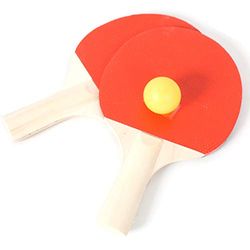 SPORTSIDE - Set van 2 Ping Pong Rackets en 2 Ballen - Racket Spel - Complete Set - Tafeltennis - 046580A - Rood - Hout - 24 cm - Sportartikel