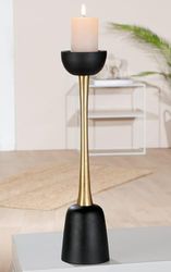 Candlestick, Aluminum, black, PU 1, L. 11 cm, W. 10 cm, H. 46 cm