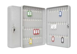 Wedo 10256537X sleutelkast (voor 70 sleutels, gepoedercoat plaatstaal 28 x 6 x 37 cm, veiligheidsslot inclusief 2 sleutels) lichtgrijs