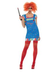 Smiffys Costume de Chucky, Bleu, avec haut et robe chasuble courte
