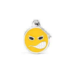 My Family Medaglietta per Cane Made in Italy, Emoticon Angry, Targhetta Cane, Smaltata a Mano in Metallo, Collezione Charms