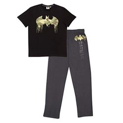 DC Comics Batman Camo Drop Logo Lång Pyjamas Set, Vuxna, S-4XL, Svart, Officiell Vara, Svart, M