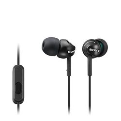 Sony MDR-EX110AP - Cuffie in-ear con microfono, Auricolari in silicone, Nero