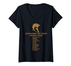 Donna Storia greca classica - Tour mondiale di Alessandro Magno Maglietta con Collo a V