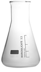 250 ml, col large, Erlenmeyer avec graduations et perles Bord, EN VERRE borosilicate 3.3, complet, unité d'emballage