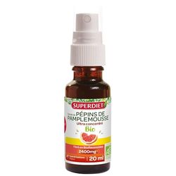 SUPERDIET- EXTRAIT DE PÉPINS DE PAMPLEMOUSSE BIO- Titré en flavonoïdes à 2400mg - Vitalité - Sans alcool - Spray de 20ml