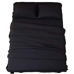 SONORO KATE sänglakanset supermjuk mikrofiber 1800 trådtäthet lyxiga egyptiska lakan 45 cm djup ficka rynka och hypoallergen-4 delar (King Black)