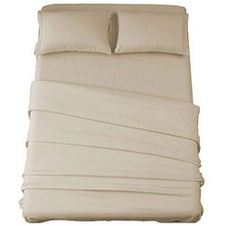 SONORO Kate Juego de sábanas de Microfibra súper Suave de 1800 Hilos, sábanas egipcias de Lujo de 16 Pulgadas de Profundidad, Antiarrugas e hipoalergénicas, 4 Piezas (Beige, Queen)
