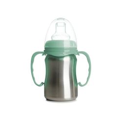 THERMOBABY - Roestvrijstalen babybeker met handgrepen en siliconen speen - Lekvrij - 180 ml - Gemakkelijk schoon te maken - Duurzaam -Ideaal voor De Levensduur van de Baby - Cactus Groen