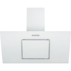 Respekta Campana extractora ahorra espacio/Campana inclinada de 90 cm/Pantalla de cristal con estructura metálica en blanco/Función de extracción y recirculación / CH22010/90WBZ / B / 54 – 62 dB