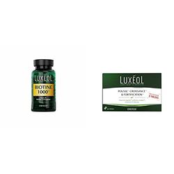 Luxéol – Biotine 1000 μg – Favorise la Pousse des Cheveux – Made in France – Complément Alimentaire – 90 Gélules – 28,6 g & Pousse Croissance & Fortification - Programme Cheveux 3 Mois - 30 Gélules