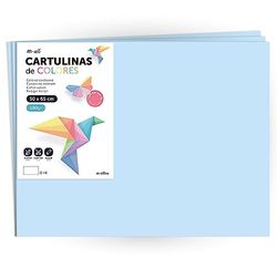 Cartulina de Colores, Cartulina Grande 50x65 cm de Colores Pastel, Cartulinas de Colores Pastel 180gr para Manualidades, Diseños Creativos y Proyectos de Arte · m-office (x50 hojas, azul)