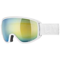 uvex topic FM sphere - skibril voor dames en heren - condensvrij - vervormings- & condensvrij - white matt/orange-blue - one size