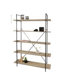 Urban Living "Country Side Etagere 5 Niveaux Effet Massif ET Structure Metal 120X32XH177CM