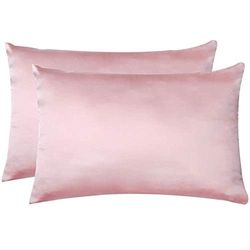 Jocoku örngott i 100% mullbärssilke set med 2 för hår och hud och supermjuka och andningsbara standardstorlek natursilkesörngott (standard, rosa)