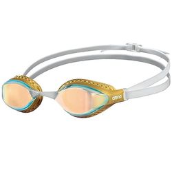 ARENA Unisex Volwassen Air-Speed Anti-Fog Racing Zwembril voor Mannen en Vrouwen Speciale Air Seals Technologie Spiegel Lens, Geel Koper/Goud