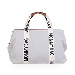 CHILDHOME, Mommy Bag, bolso cambiador, maternidad, bolso de viaje, gran capacidad, cambiador, correa ajustable para el hombro, compartimentado, abertura para la maleta, Gris