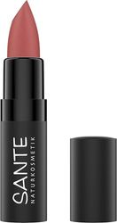 SANTE Naturkosmetik Ultra Matt Lipstick 03 Sunset Rose - Pintalabios mate en polvo para un acabado natural, cuidado de labios con escualano y ácido hialurónico, 4,55 g