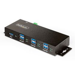 StarTech.com Hub USB Industrial de 7 Puertos Gestionado, Servicio Pesado, Caja de Metal, Protección ESD y Sobretensión, Montaje DIN, Pared, Escritorio, USB 3.2 Gen 1 5Gbps (5G7AINDRM-USB-A-HUB)