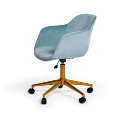 Jahnke Chaise de Salle à Manger Shell Worx en Velours Bleu Clair/doré