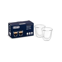 De'Longhi Canecas conjunto de 2 copos premium para expresso, adequado para máquina de lavar louça, parede de vidro duplo temperado, 2 unidades (embalagem de 1), 2