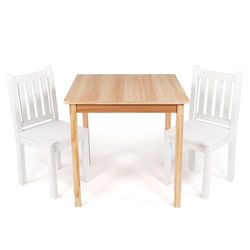 Humble Crew Kids Table and Chairs, Wood, Natural/White, One Size