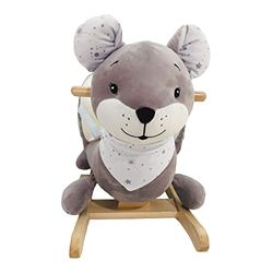 Trois Kilos Sept - Peluche Souris à Bascule - Bébé (10/36 Mois) - 60 x 50 cm - Socle en Bois - Siège Ergonomique et Ceinture 3 Points