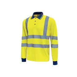 U Power HL199YF-L HL199YF-L-poloshirt met lange mouwen, hoge zichtbaarheid, model SHINE Yellow Fluo maat L, zwart