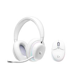 Logitech G Combinación con tecnología inalámbrica LIGHTSPEED para gaming, Auriculares con micrófono G735 y ratón G705, Iluminación RGB LIGHTSYNC personalizable, Bluetooth, PC/Mac/Portátil, Blanco Mist