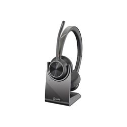 Poly - Voyager 4320 UC Wireless Headset + Charge Stand (Plantronics) - Headphones with Boom Mic - Connect to PC/Mac via USB-C Bluetooth Adapter, Cell Phone via Bluetooth - Works with Teams, Zoom &More