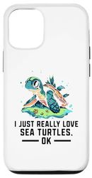 Custodia per iPhone 14 Pro Adoro davvero le tartarughe marine Ok Ocean Sea Turtle Lover