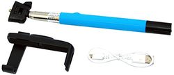 Apexel draadloze bluetooth verstelbare monopod statief met klem voor iPhone 4/4S/5/5S, Samsung Galaxy S3/S4/S5 en HTC - blauw