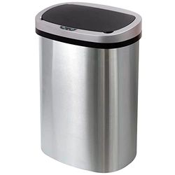 GlamHaus Sensor Bin, Motion Sensing 60L For Kitchen, Soft Close With Supplied Power Adaptor Or Battery Operated - Brushed Stainless Steel Silver, Infrared Hands Free 60 Litre